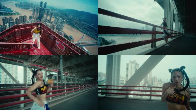 在重庆轻轨跳街舞活力青春运动赛博视频素材