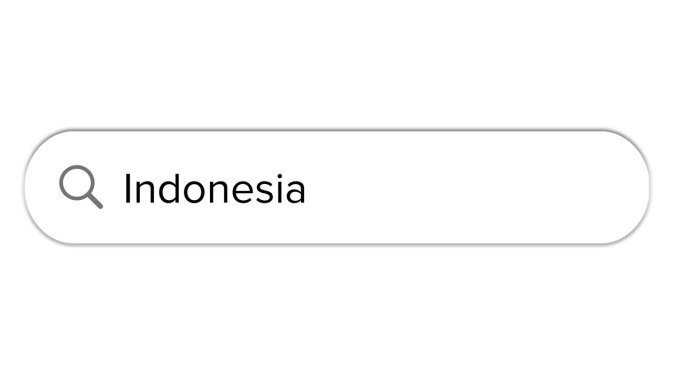 Www搜索栏图标与印度尼西亚文本隔离在白色背景上