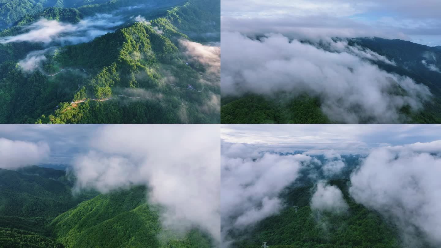 秦岭山脉云雾山川云海晨雾山岭青山绿水