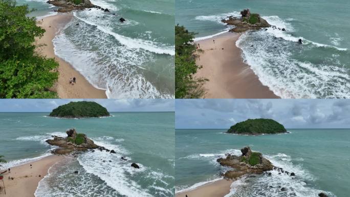 航拍泰国普吉岛拉威奈汉海滩夏季海滨风光