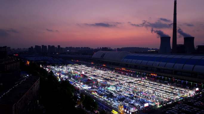 【4K有版权】航拍延时济南环联夜景夜市