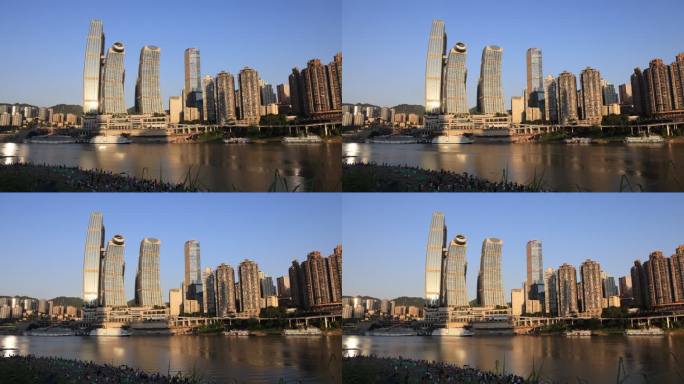 重庆嘉陵江边的游客延时视频