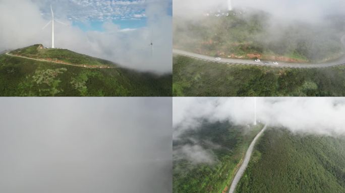 云雾缭绕的山顶公路