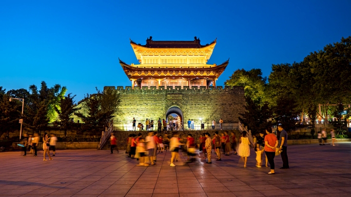 岳阳楼景区岳阳延时岳阳夜景