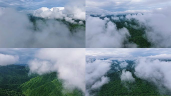 秦岭浮云飘云朵白云雾气云层云雾云海流天空