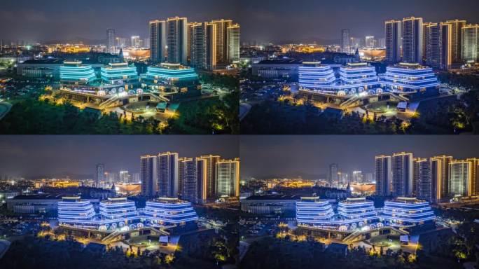 台州玉环市新城绿道酒店万达航拍夜景延时