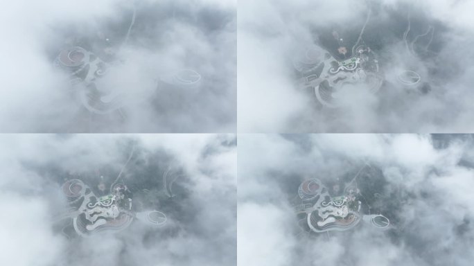 山西晋城王莽岭景区航拍超清画面雾天
