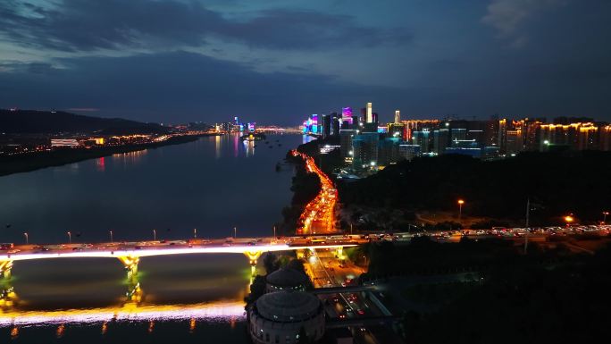 长沙猴子石大桥夜景 湘江夜景
