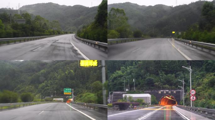 下雨天开车行驶在高速公路暴雨驾驶车辆交通