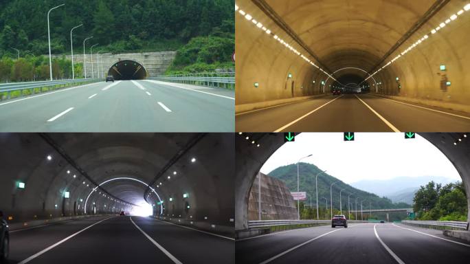 驾驶车辆进隧道高速公路开车进隧道行驶视角