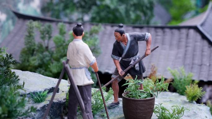 4K古代中药采制场景模型展示-采草药