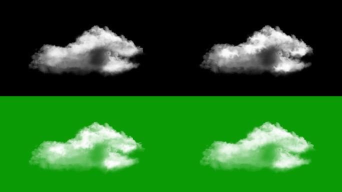 3D云移动在黑色背景循环绿幕延时，延时