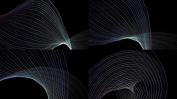 数字彩色波线形成运动和运动溶解在景深，抽象的技术和科学背景