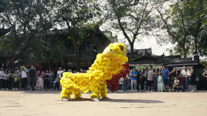 成都黄龙溪广场传统文化舞狮表演