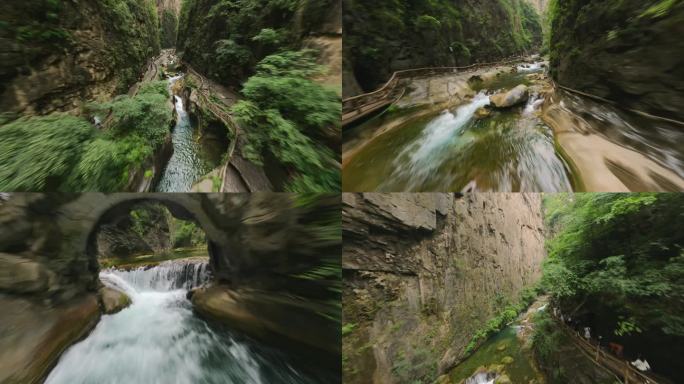 FPV拍摄八泉峡俯冲后低空穿越溪流