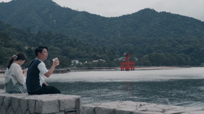 【4K】日本宫岛神社海上带人大鸟居