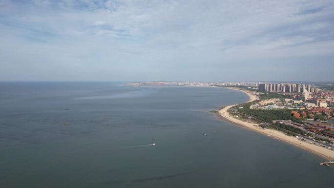 蓝色海洋大海沙滩夏日风景航拍