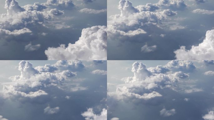 云海之上 壮观云层 航空乘客视角俯瞰