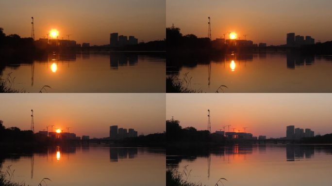 夕阳红阳西斜水边夕阳晚霞日落河边落日