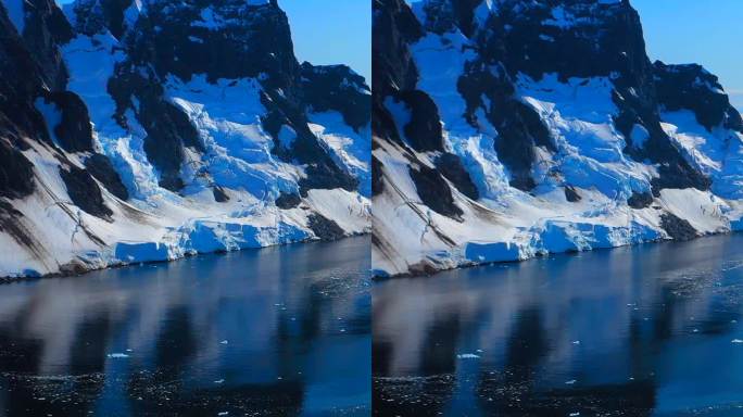 垂直视频在南极洲的南极海洋的自然野性的辉煌。