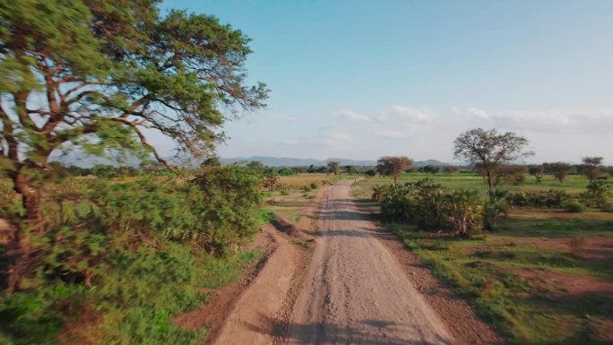 Chemka村的农场和道路景观