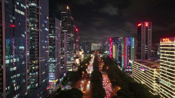 深圳粤海街道办南山科技园4K航拍夜景