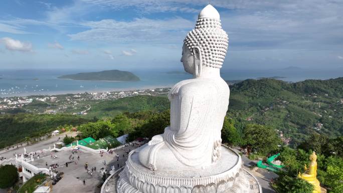 原创 泰国普吉岛新大佛寺庙航拍景观