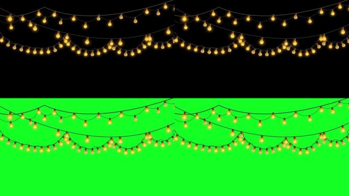 4K 3D灯泡串闪光灯框架花环灯泡灯。圣诞派对,