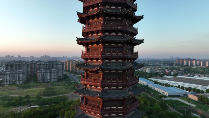 航拍襄阳岘首山岘首亭景点建筑城市旅游风光