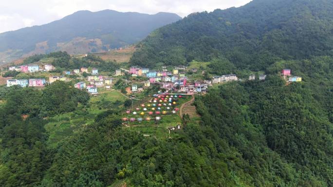 漳州市华安县七彩官畲景区瓢虫屋航拍