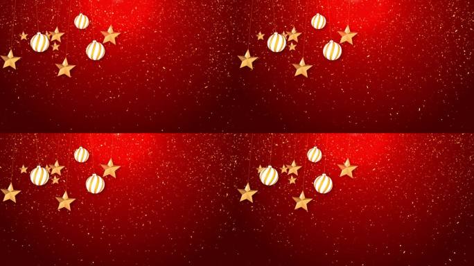 4K装饰圣诞球假日上闪闪发光的颗粒，新年快乐圣诞快乐视频
