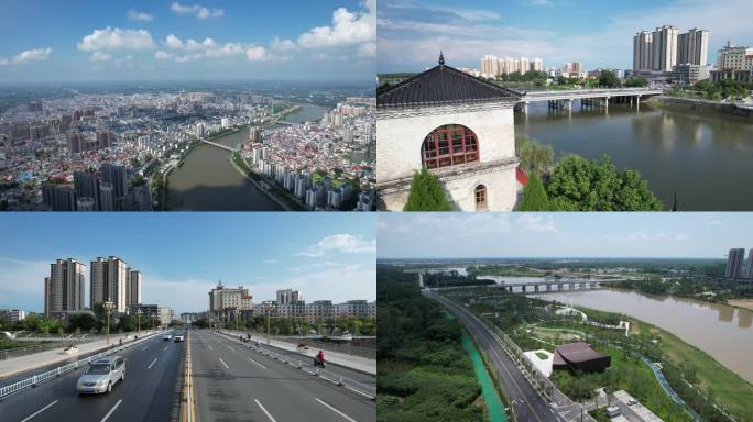 2023潢川县城区航拍城市素材4K60帧