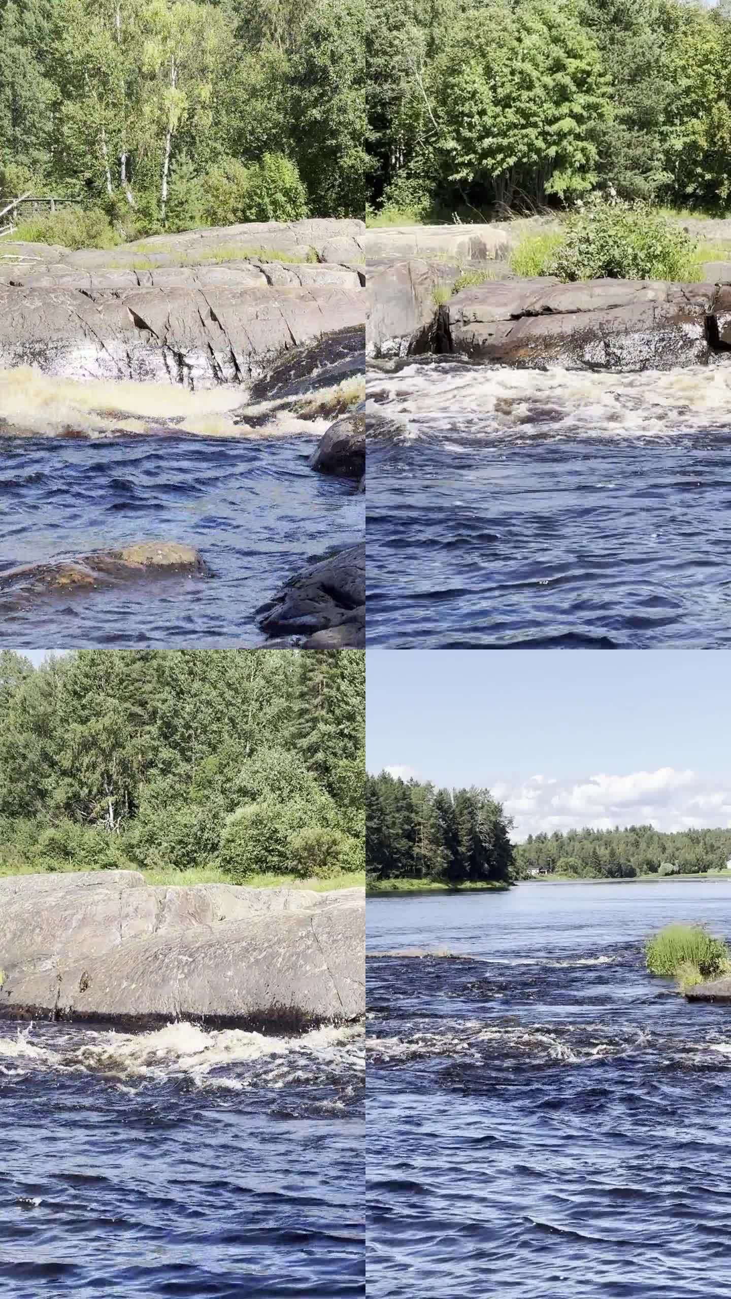 奥卢，芬兰- 2023年6月8日:Koitelinkoski急流，垂直