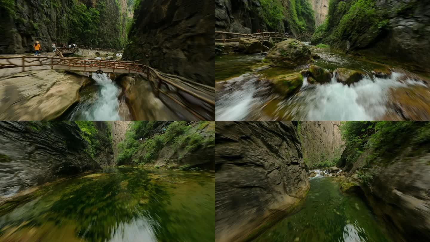 FPV拍摄八泉峡俯冲加贴近溪流