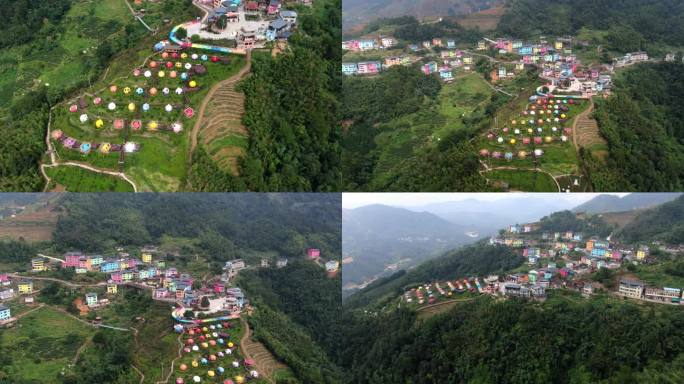 美丽乡村华安县七彩官畲村景景区瓢虫屋航拍