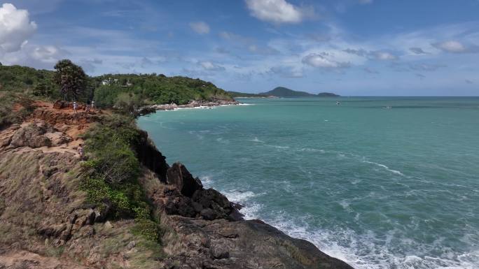 航拍泰国普吉岛拉威蓬贴海岬海滨自然风光