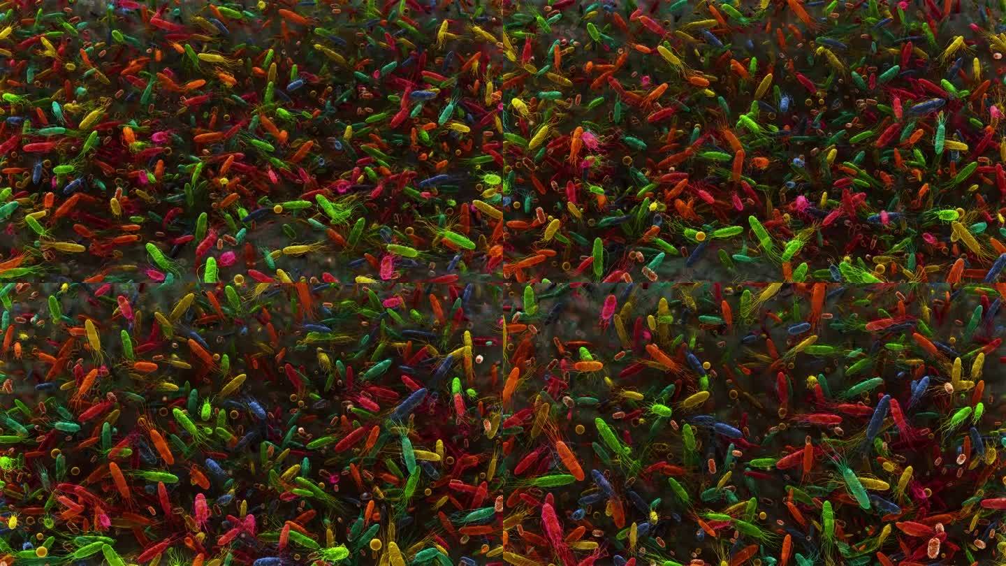 霍乱弧菌。彩色抽象有害