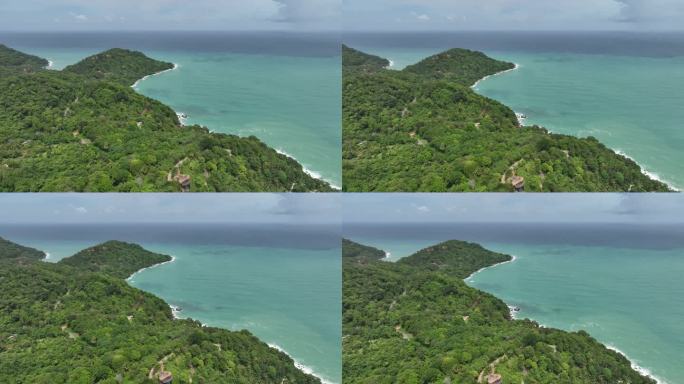 航拍泰国普吉岛远眺海滩海岸线自然风光