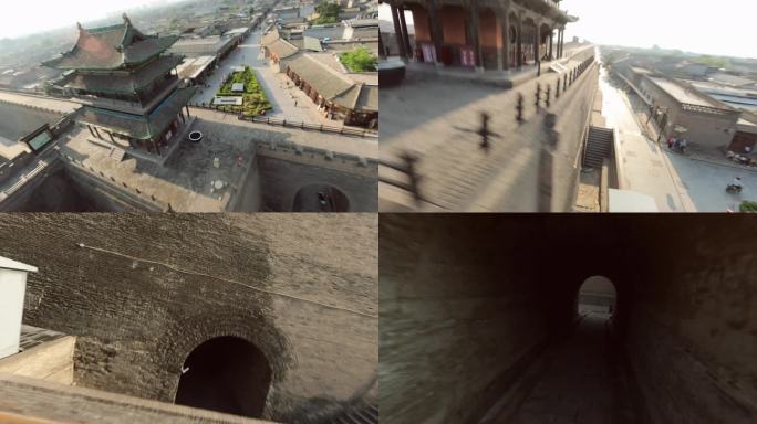 FPV拍摄平遥古城从城楼俯冲