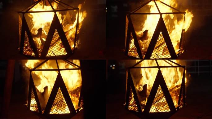 4k露营夜景篝火拍摄 宗教神圣 火焰1