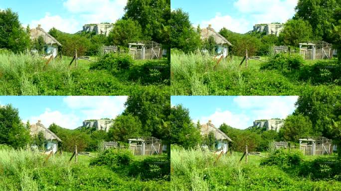 废弃的老农舍和院子