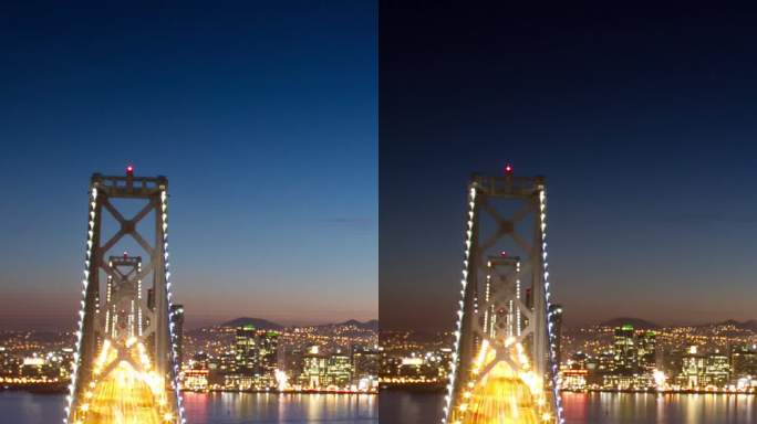 旧金山海湾大桥的夜景