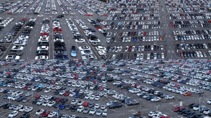 大型智慧化地面停车场延时摄影航拍 4K