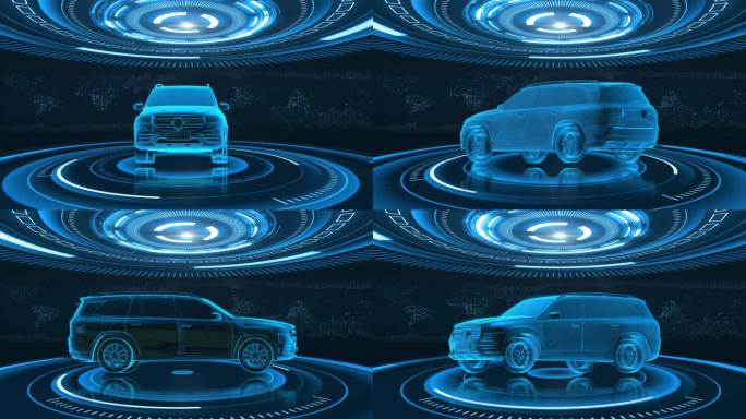 奔驰GLS450车全息蓝色科技视频素材
