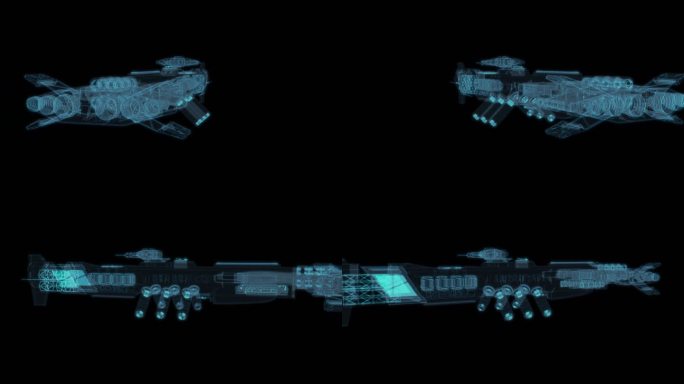 宇宙飞船7科幻透明网格线框机械机甲飞行器
