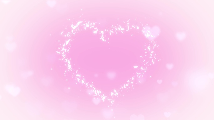 粉色背景花瓣组成爱心循环视频