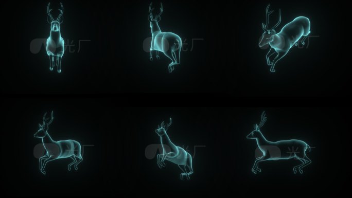 4K科技发光6角度鹿奔跑步alpha循环