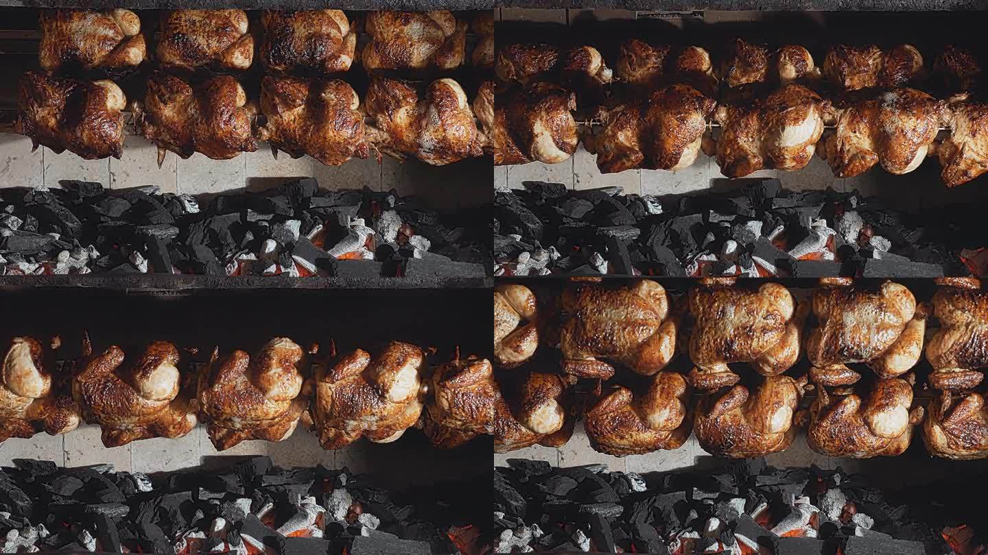秘鲁风格的旋转烤鸡架