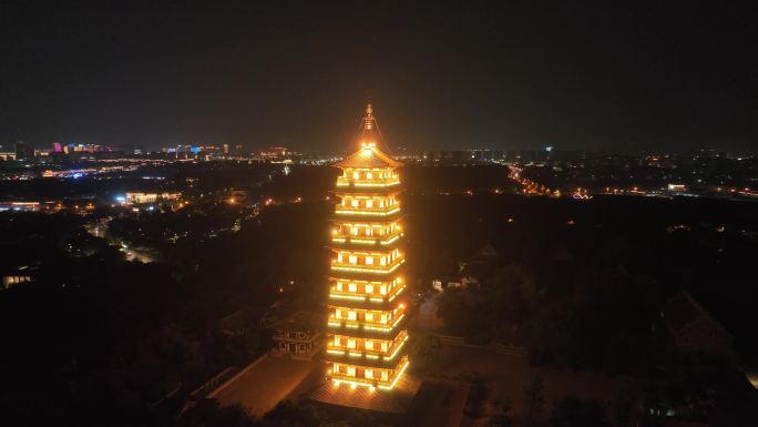 扬州大明寺栖灵塔灯光夜景