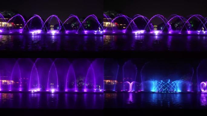 扬州瘦西湖夜游游船五亭桥喷泉夜景灯光秀